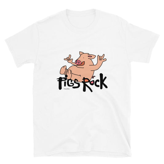 PIGS Rock! Short-Sleeve Unisex T-Shirt Cool Tee Rock star Pigs Sick Prize pig Tee Shirt