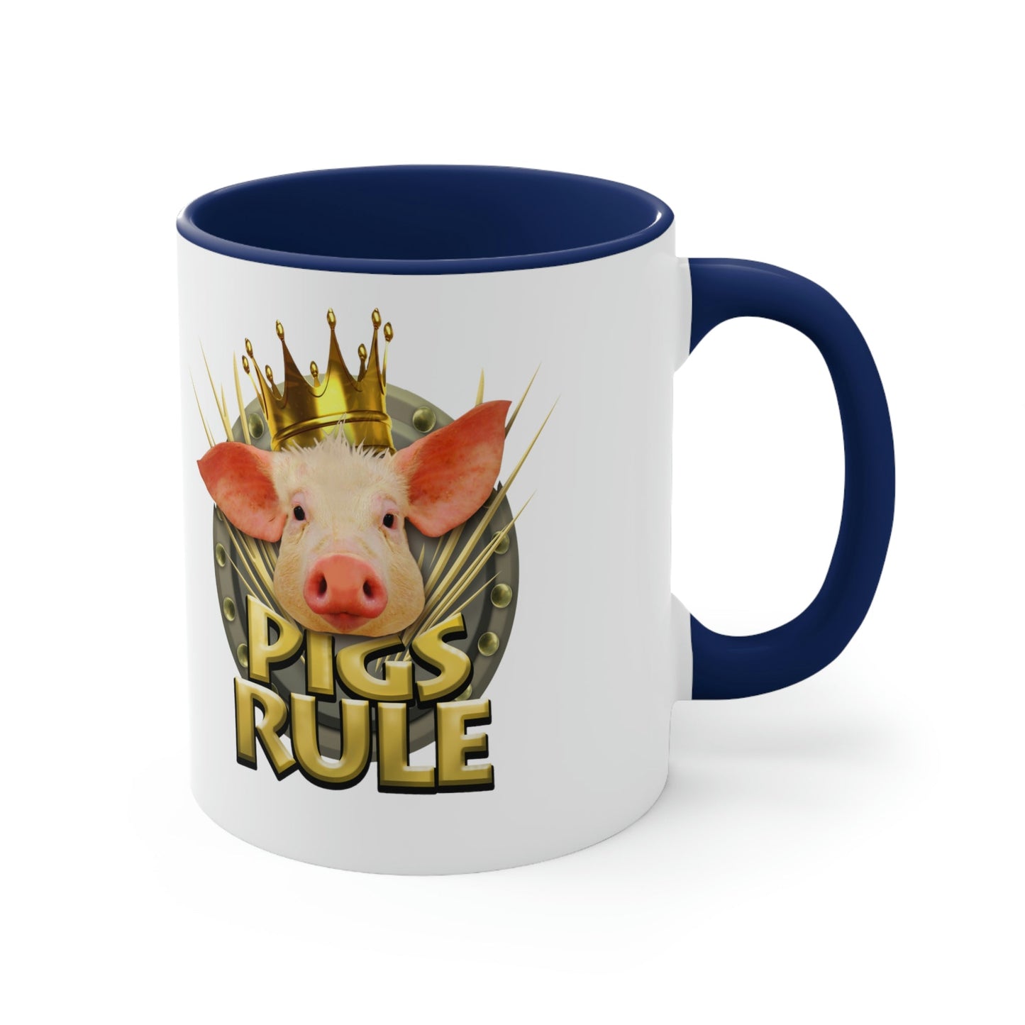Pigs Rule Accent Coffee Mug, 11oz in 5 colors