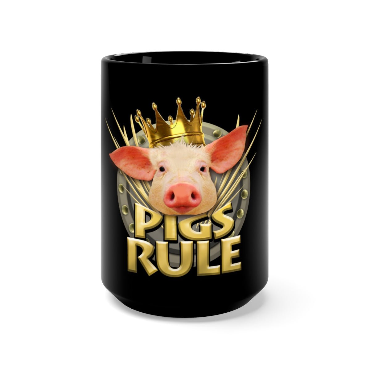 Pigs Rule Black Mug 15oz