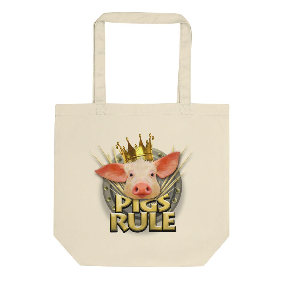 Pigs Rule Eco Tote Bag Natural shopping bag piggy hog sow grocery groceries books gift present cool fun pride