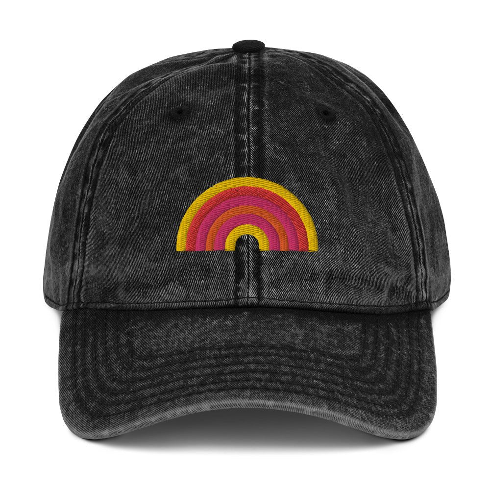Pink Red Yellow Rainbow Vintage Cotton Twill Cap Sunny Warm Smile Unique Gift
