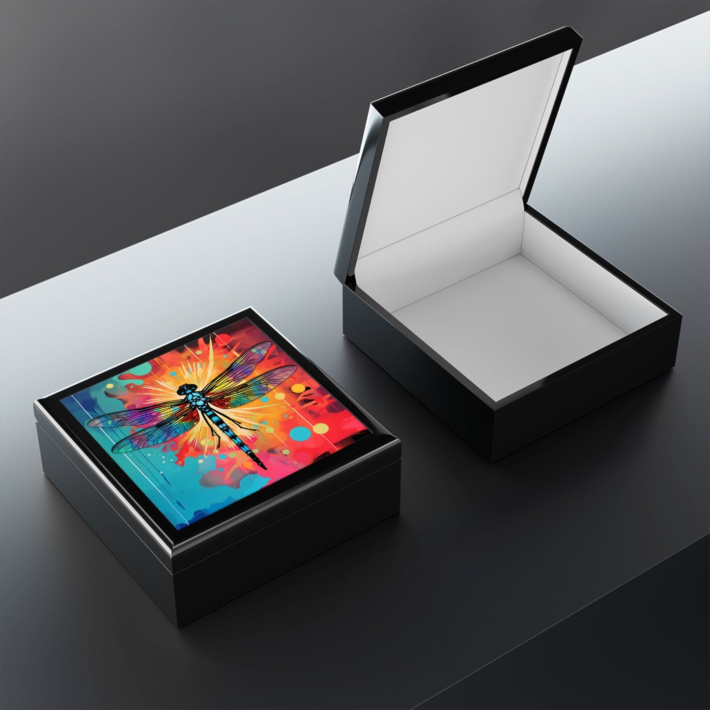 Pop Art Style Dragonfly Artwork Print Gift and Jewelry Box