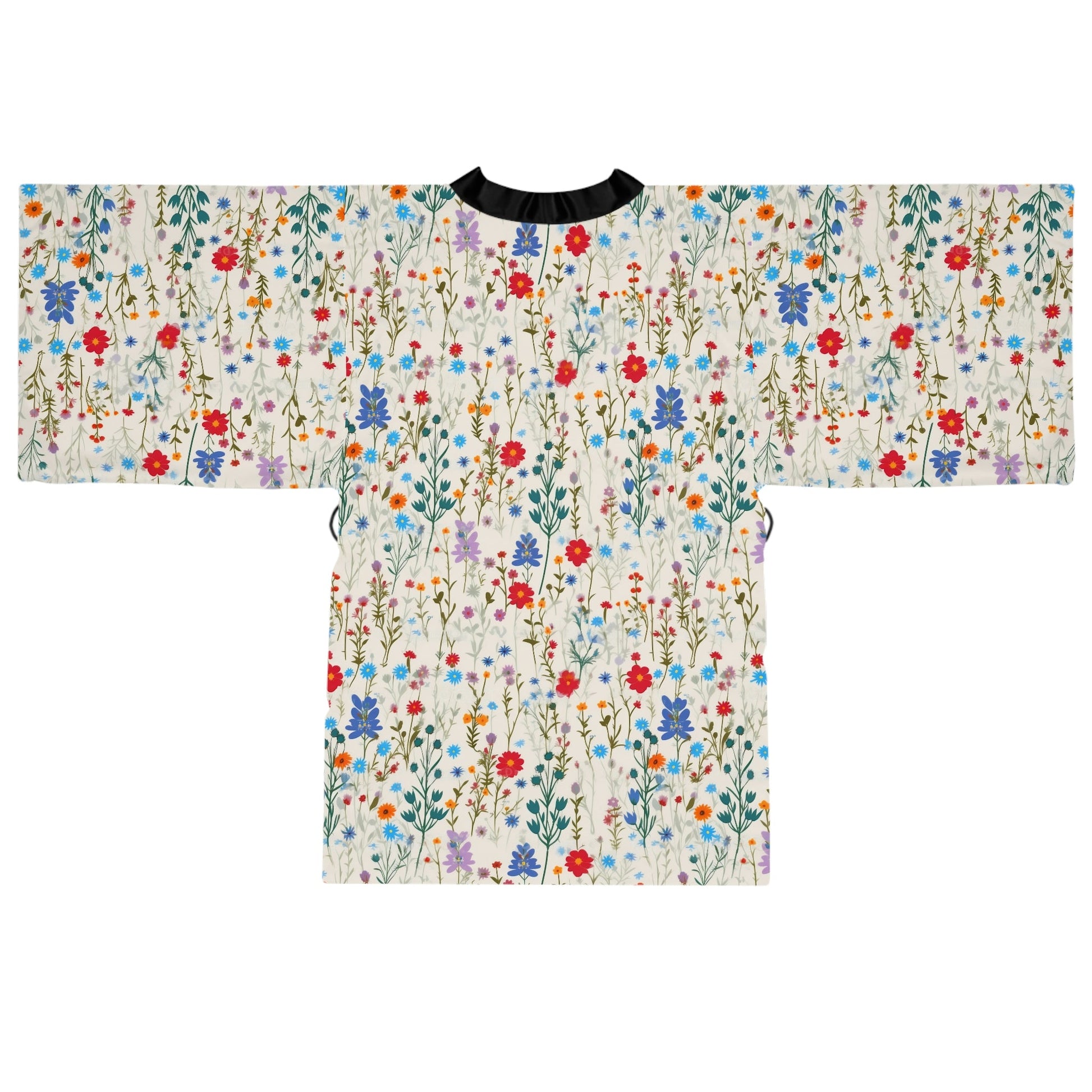 Pressed Wildflowers Pattern Long Sleeve Kimono Robe