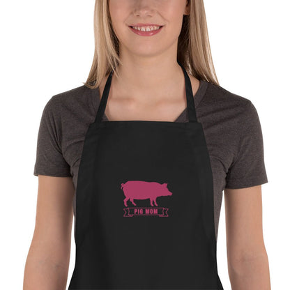 Proud Pig Mom Embroidered Apron Great Gift pretty cool tie back hog swine cooking baking accessories mama mother women girls 4H