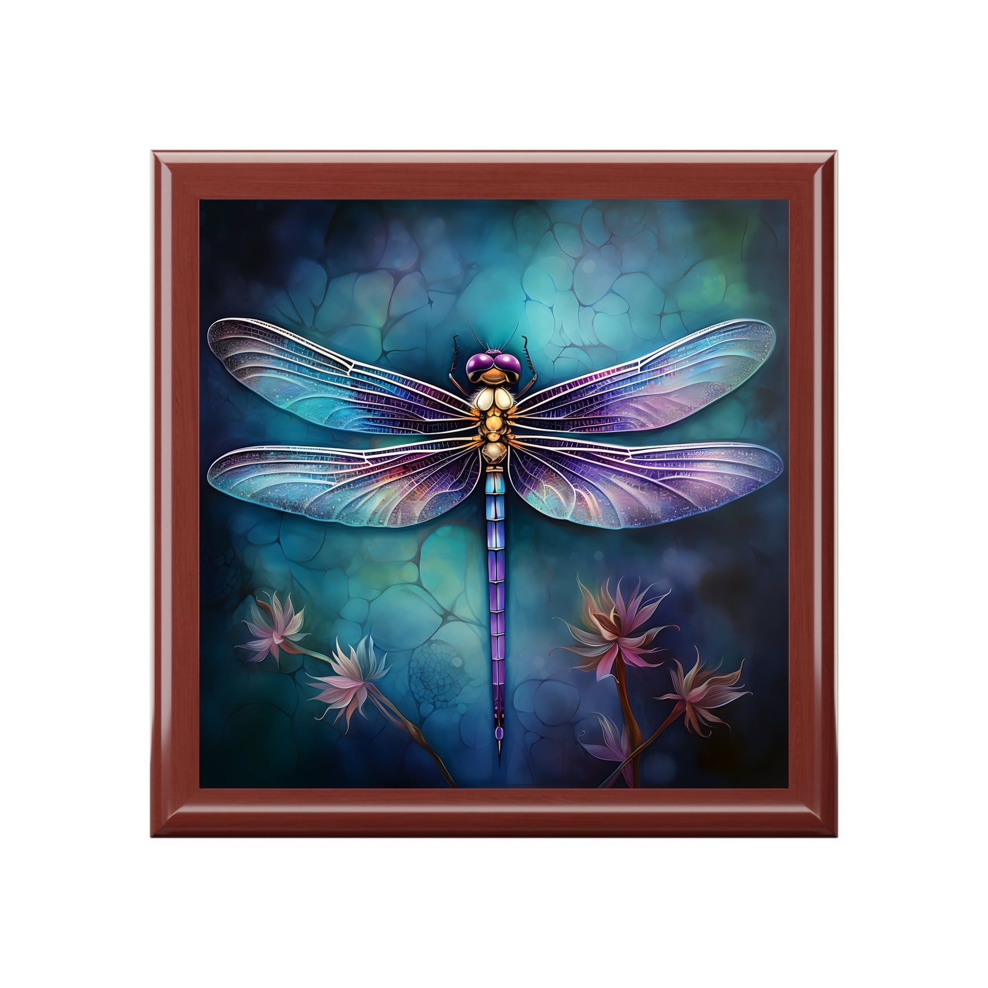 Purple Dragonfly Art Print Gift and Jewelry Box