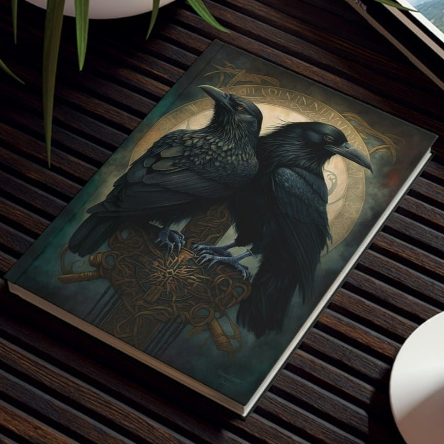 Raven Notebook - Two Ravens on the Hilt of a Sword - Hard Backed Journal