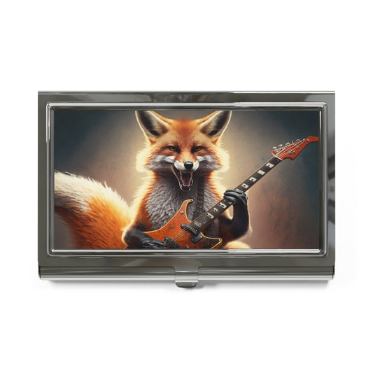 Red Fox Playing Guitar Business Card Holder