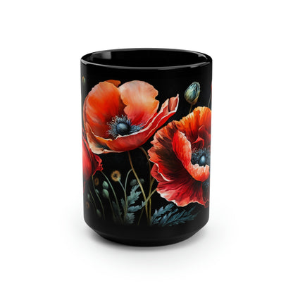 Red Poppies - 15 oz Coffee Mug