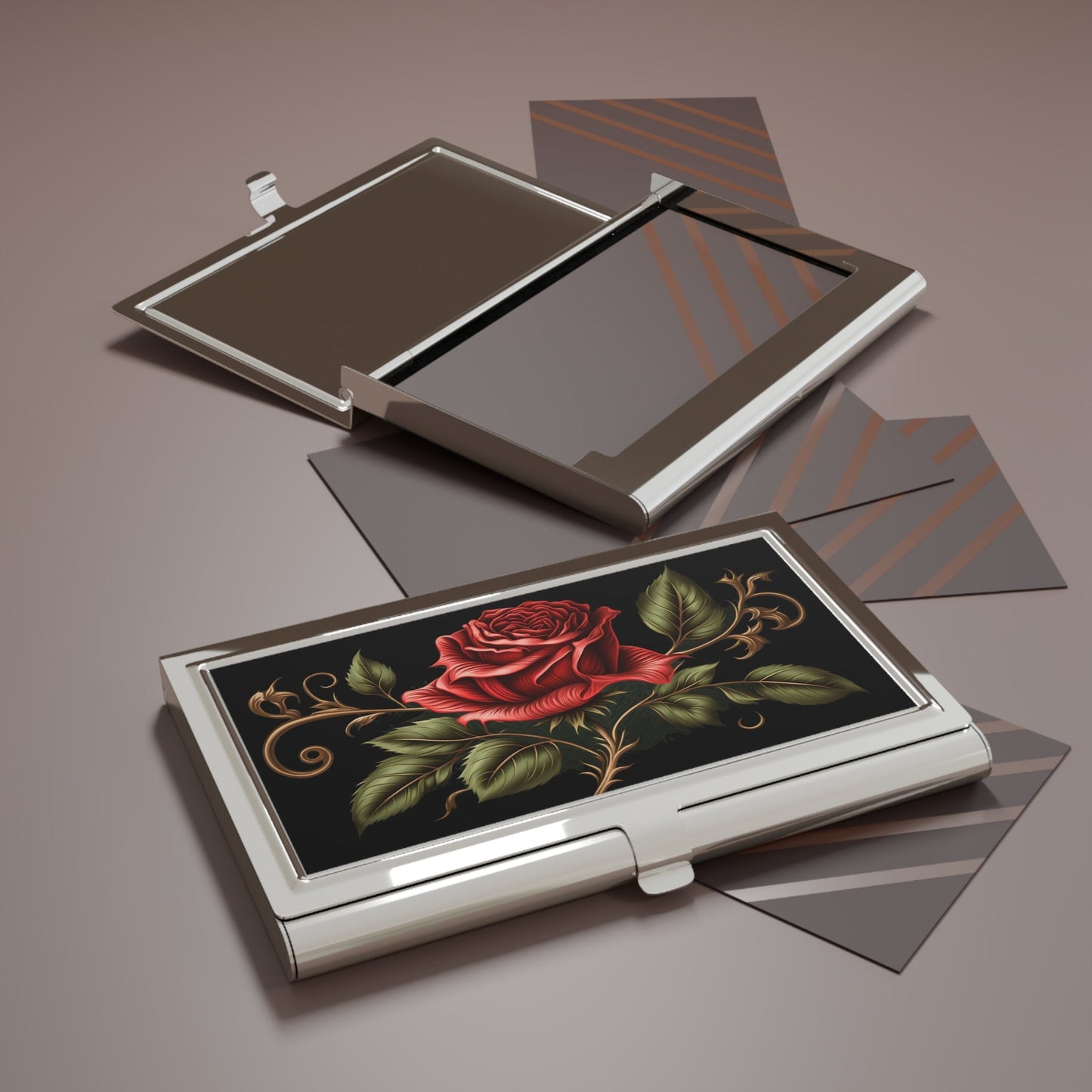 Red Rose Business Card Holder