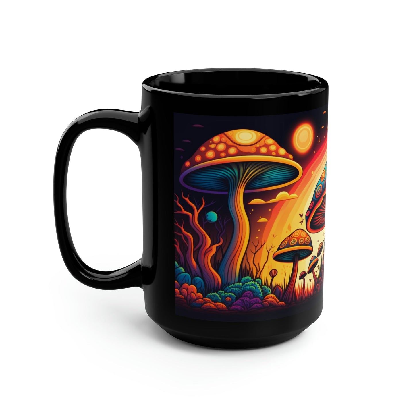 Retro Magic Mushroom 15 oz Coffee Mug perfect for the mushrooming fan or as a birthday gift for nature lovers