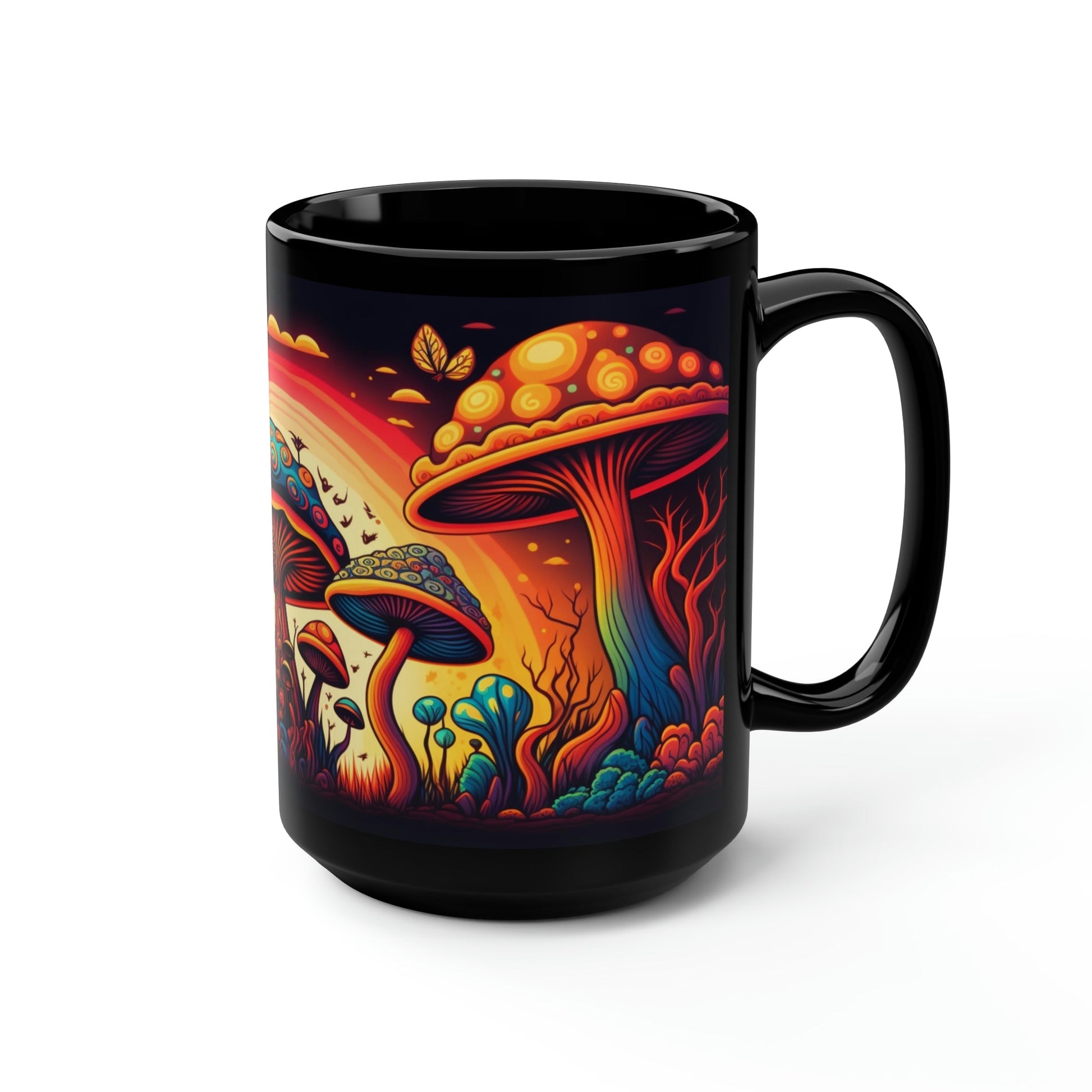 Retro Magic Mushroom 15 oz Coffee Mug perfect for the mushrooming fan or as a birthday gift for nature lovers