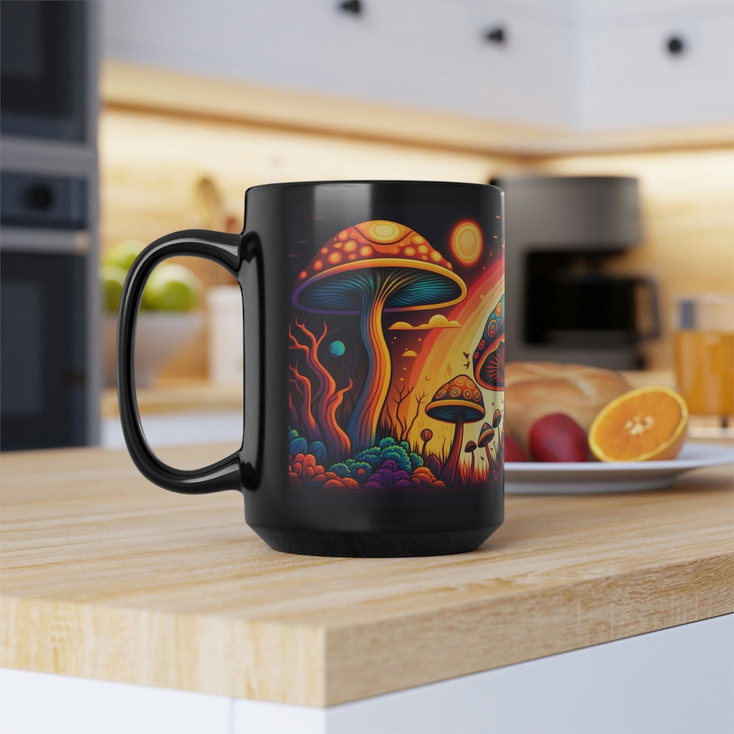 Retro Magic Mushroom 15 oz Coffee Mug perfect for the mushrooming fan or as a birthday gift for nature lovers