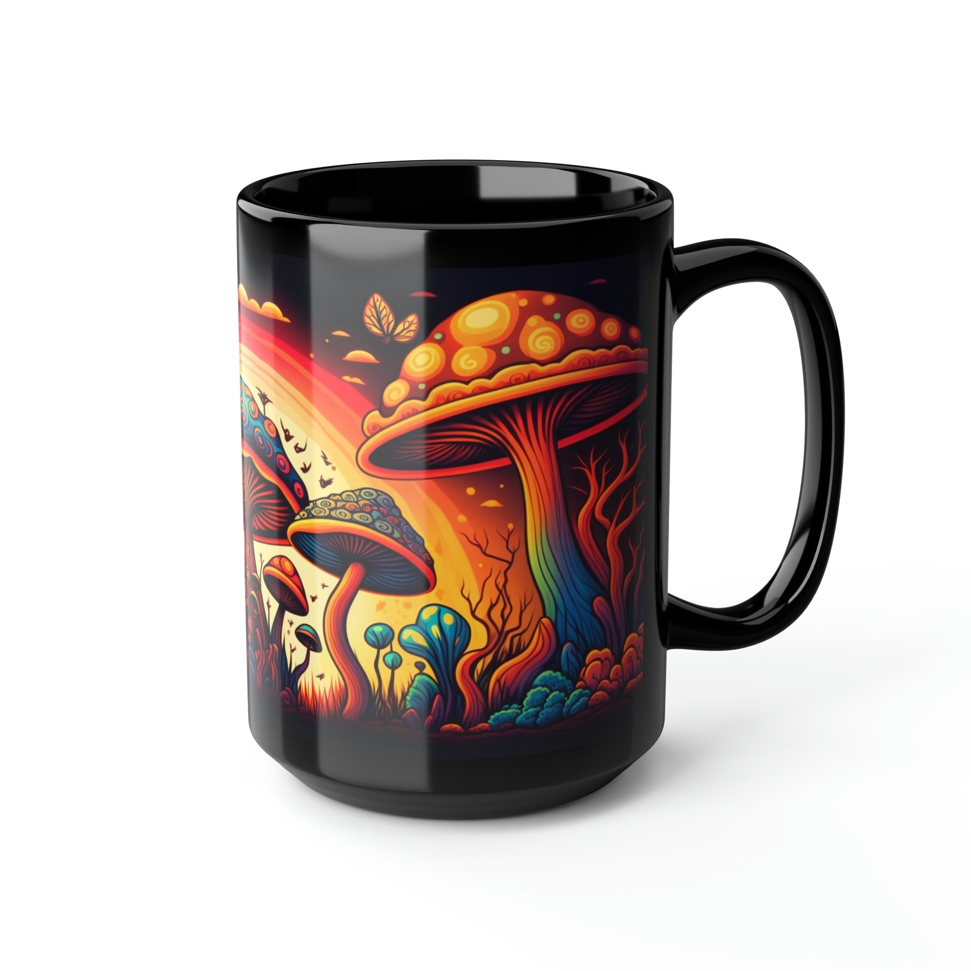 Retro Magic Mushroom 15 oz Coffee Mug perfect for the mushrooming fan or as a birthday gift for nature lovers
