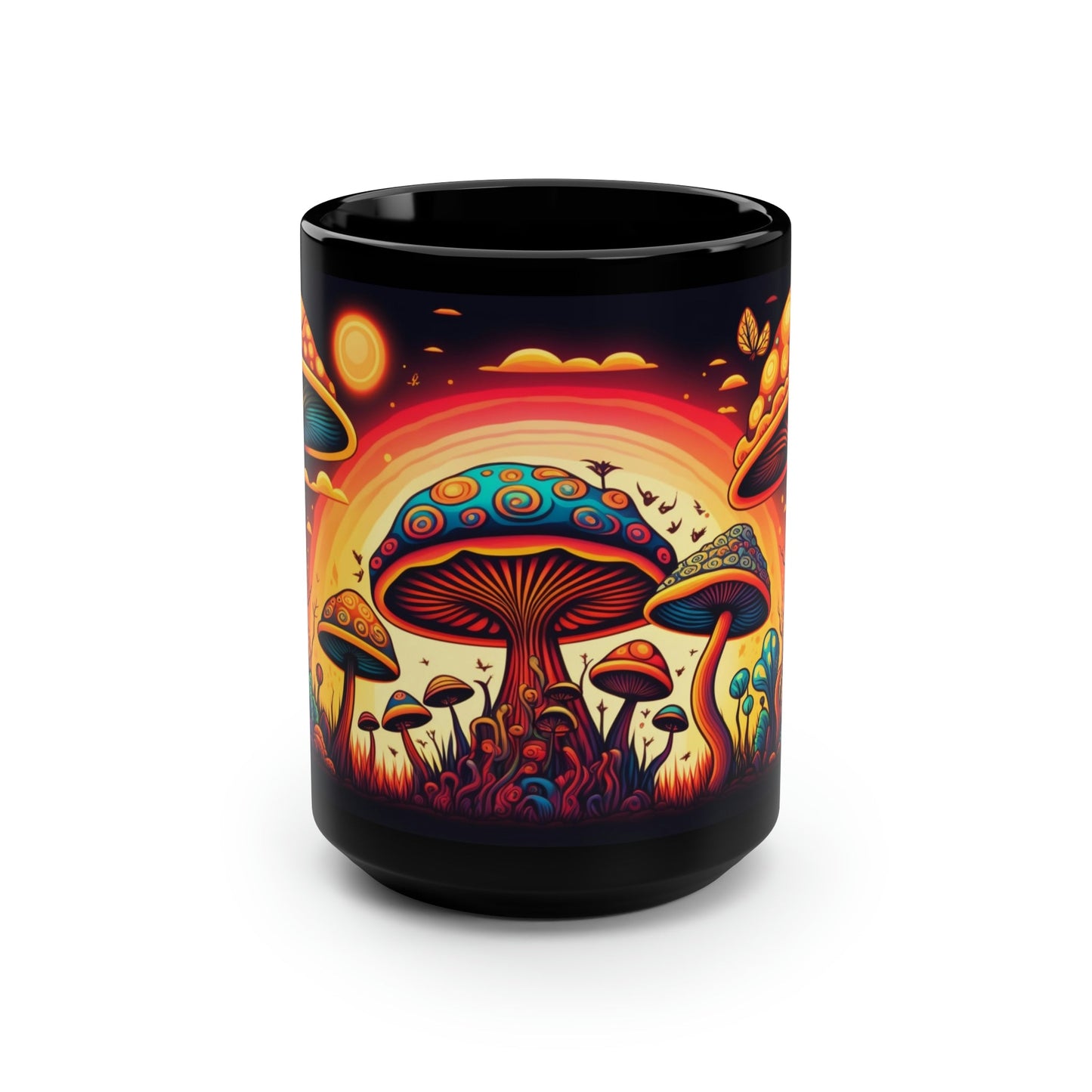 Retro Magic Mushroom 15 oz Coffee Mug perfect for the mushrooming fan or as a birthday gift for nature lovers