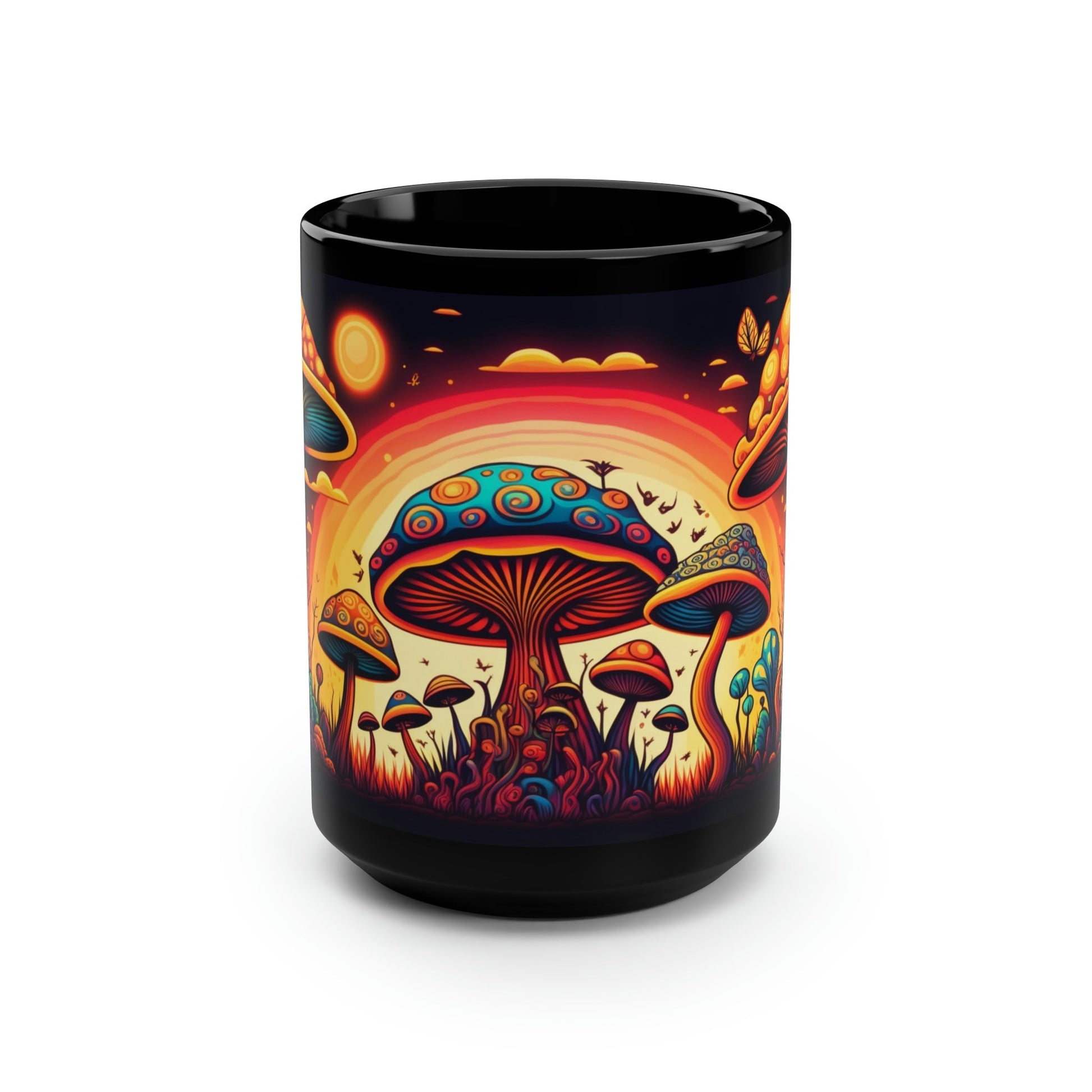 Retro Magic Mushroom 15 oz Coffee Mug perfect for the mushrooming fan or as a birthday gift for nature lovers
