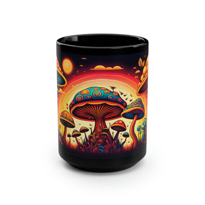 Retro Magic Mushroom 15 oz Coffee Mug perfect for the mushrooming fan or as a birthday gift for nature lovers