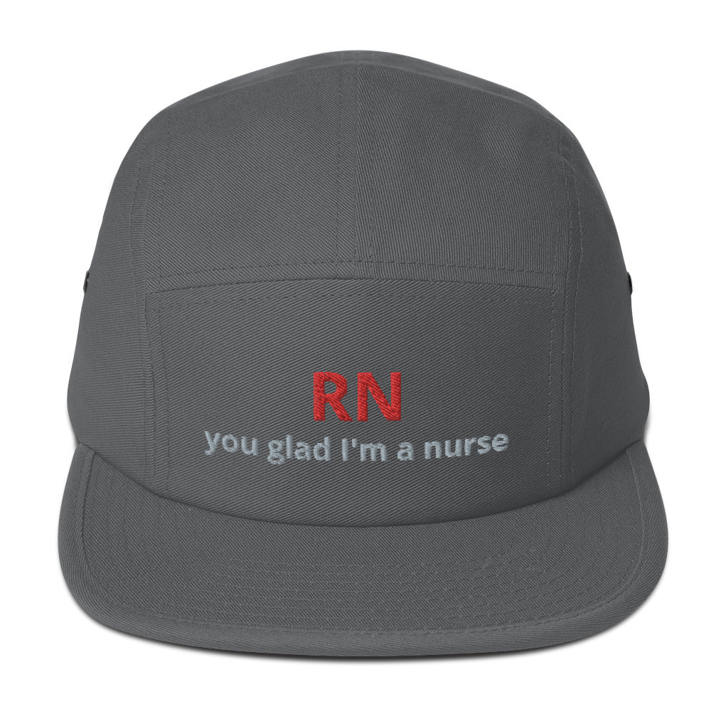 RN you glad I'm a nurse 5 Panel Camper Hat Cap Nursing Nurses Hospital Assistant Health Professional Doctor Patient5 Panel Camper