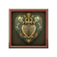 Royal Antique Heirloom Heart Wood Keepsake Jewelry Box with Ceramic Tile Cover