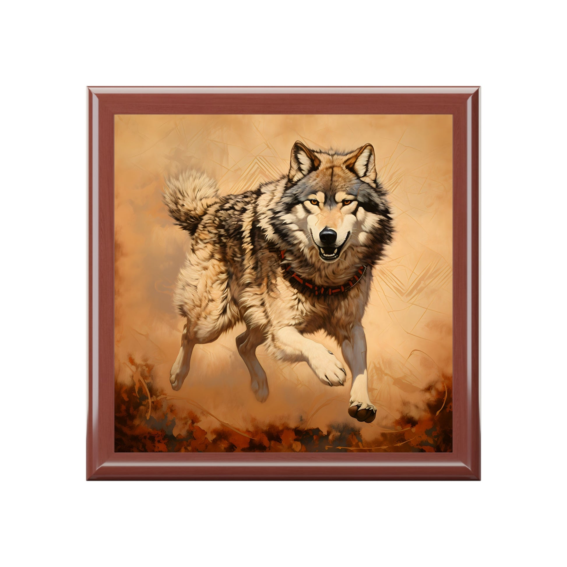 Running Wolf Jewelry Keepsake Trinkets Box