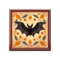 Rustic Folk Art Bat Design Wooden Keepsake Jewelry Box