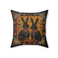 Rustic Folk Art Bunny Couple Design Square Pillow - Cottagecore Country Farm Style Gift for Yourself or Loved Ones