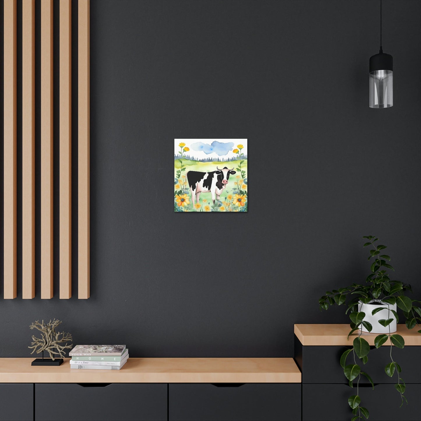 Rustic Folk Art Holstein Cow in Field Canvas Gallery Wraps - Perfect Gift for Your Country Farm Friends