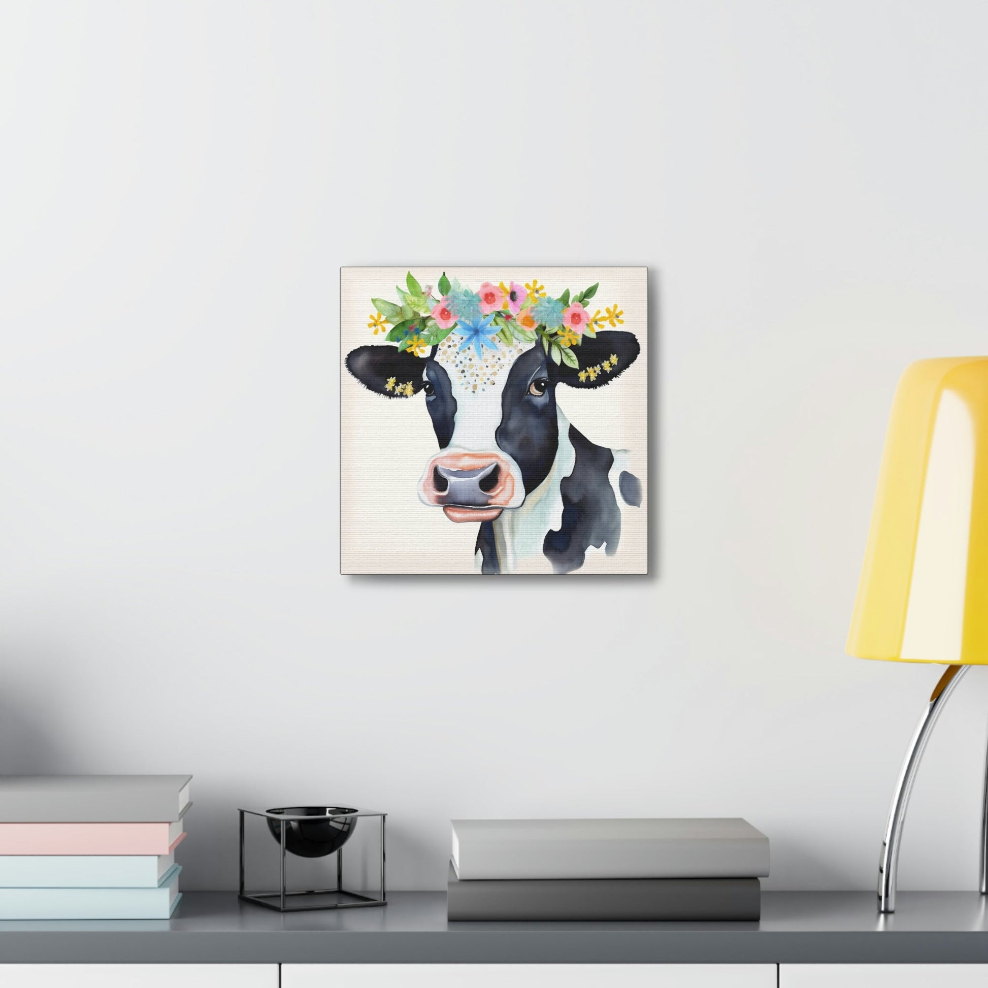 Rustic Folk Art Holstein Cow Portrait Canvas Gallery Wraps - Perfect Gift for Your Country Farm Friends