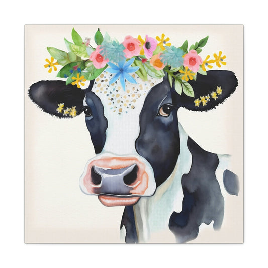 Rustic Folk Art Holstein Cow Portrait Canvas Gallery Wraps - Perfect Gift for Your Country Farm Friends