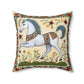 Rustic Folk Art Horse with Border Design Square Pillow - Cottagecore Country Farm Style Gift for Yourself or Loved Ones
