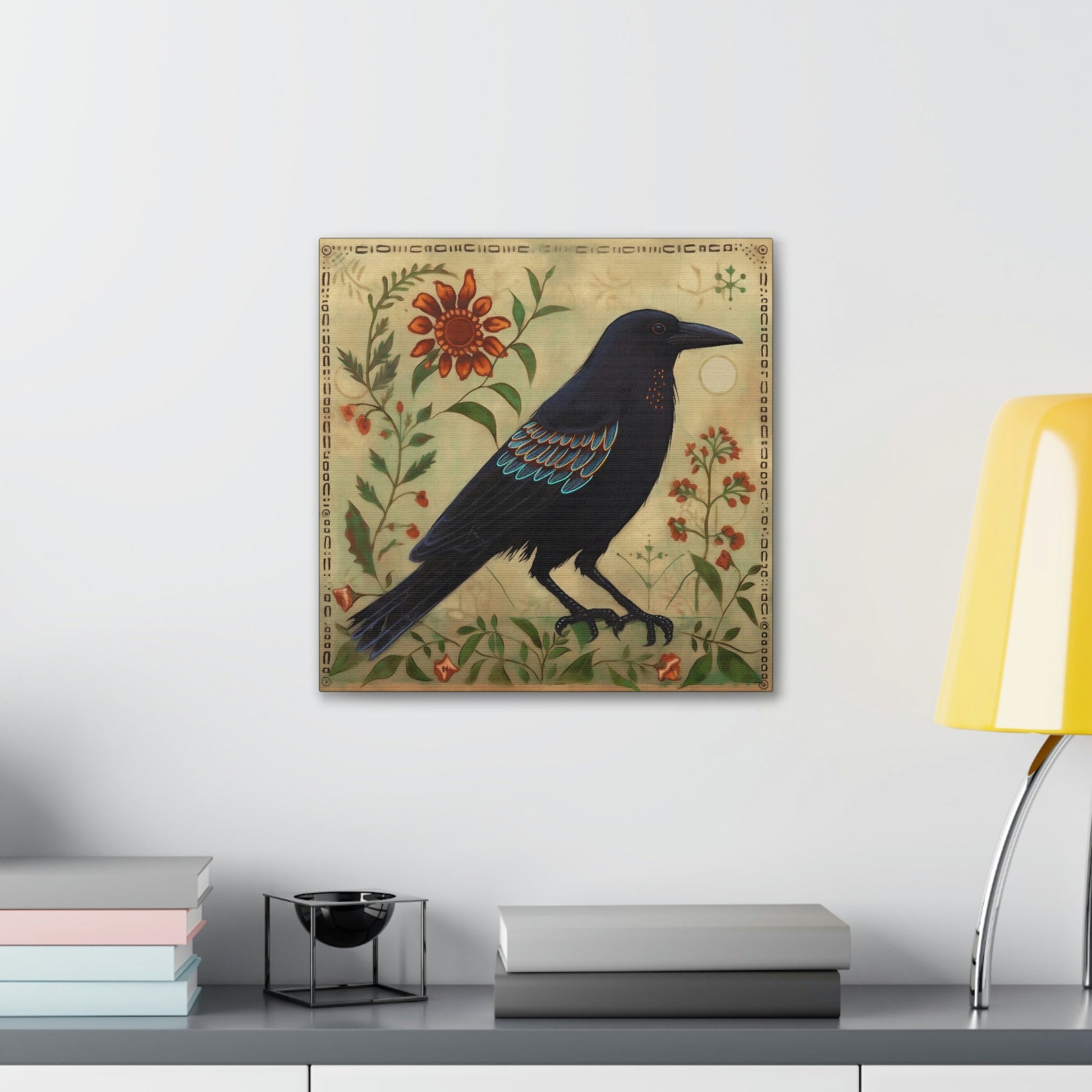 Rustic Folk Art Raven Canvas Gallery Wraps - Perfect Gift for Your Country Farm Friends