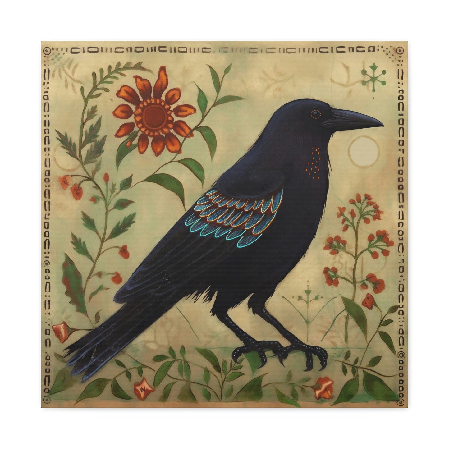 Rustic Folk Art Raven Canvas Gallery Wraps - Perfect Gift for Your Country Farm Friends