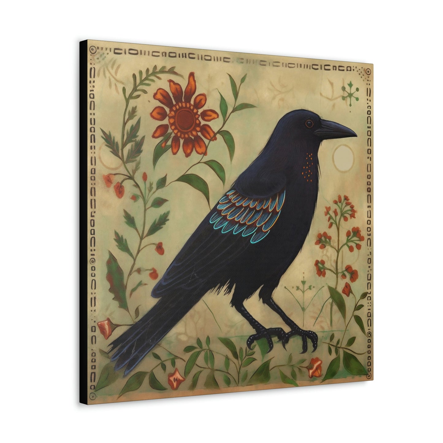 Rustic Folk Art Raven Canvas Gallery Wraps - Perfect Gift for Your Country Farm Friends