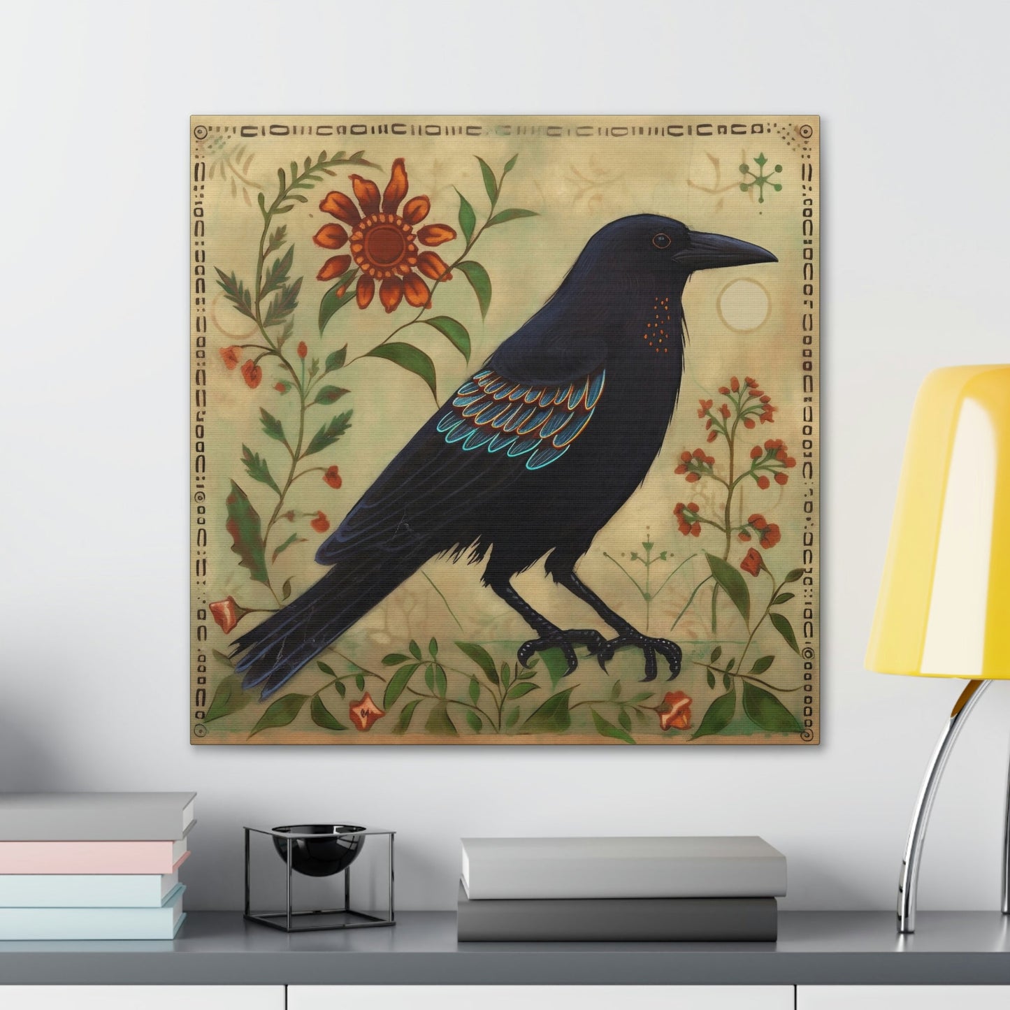 Rustic Folk Art Raven Canvas Gallery Wraps - Perfect Gift for Your Country Farm Friends