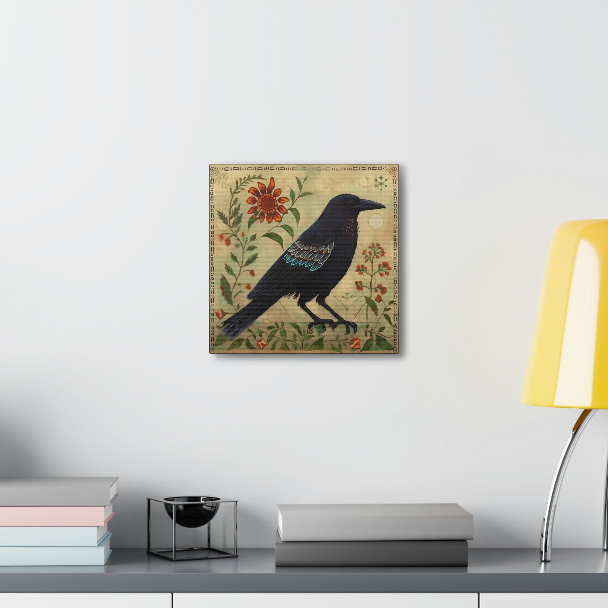 Rustic Folk Art Raven Canvas Gallery Wraps - Perfect Gift for Your Country Farm Friends