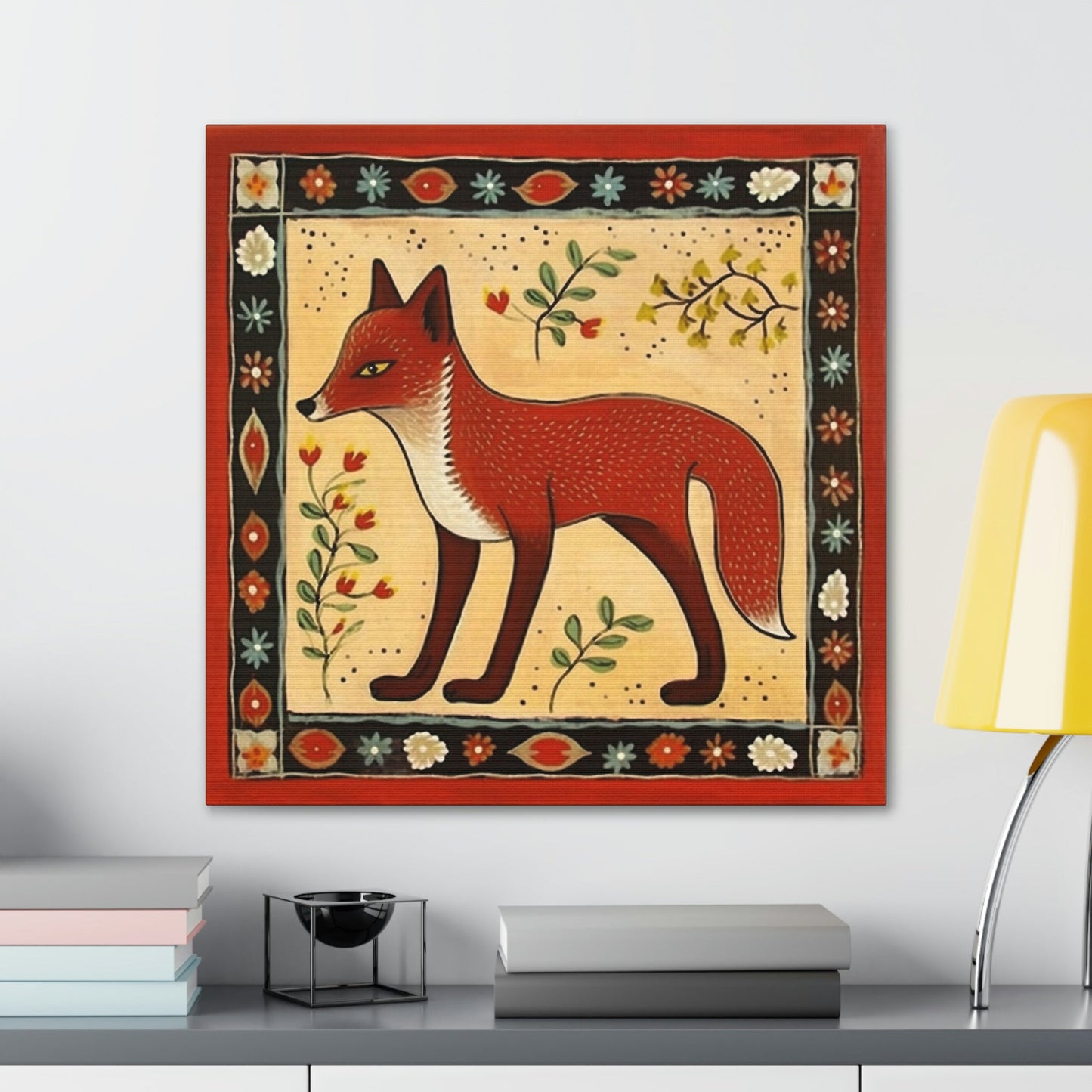 Rustic Folk Art Red Fox Canvas Gallery Wraps - Perfect Gift for Your Country Farm Friends