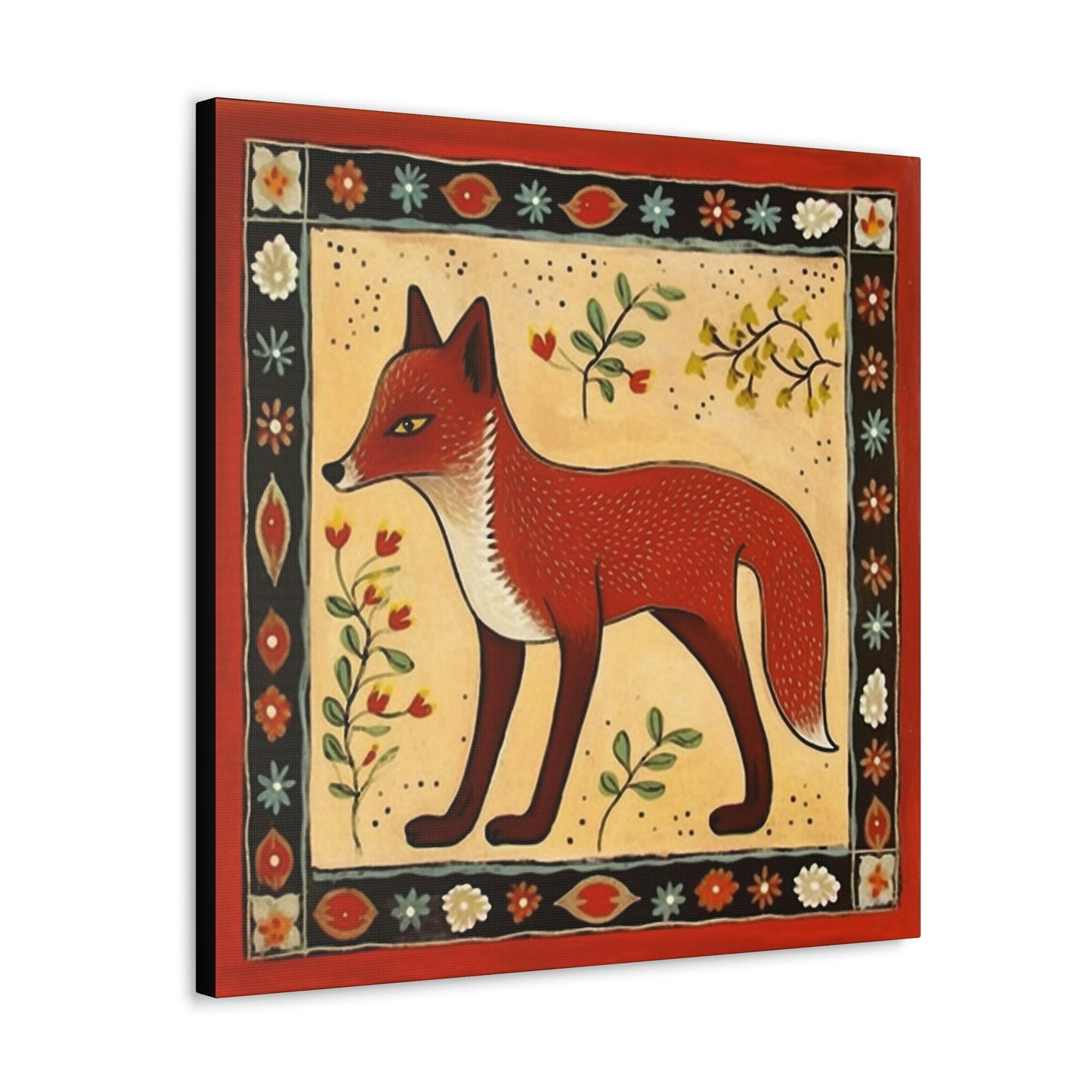 Rustic Folk Art Red Fox Canvas Gallery Wraps - Perfect Gift for Your Country Farm Friends