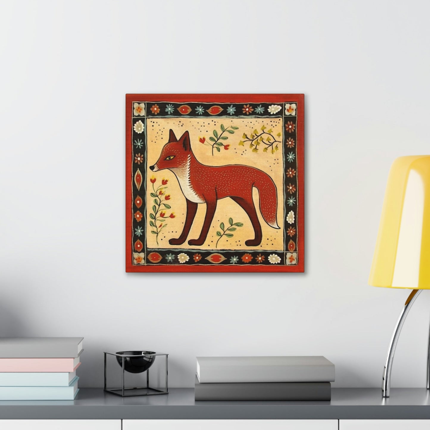 Rustic Folk Art Red Fox Canvas Gallery Wraps - Perfect Gift for Your Country Farm Friends