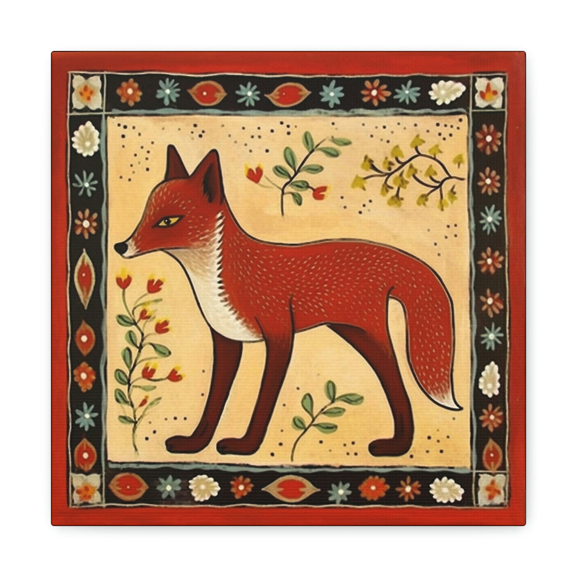 Rustic Folk Art Red Fox Canvas Gallery Wraps - Perfect Gift for Your Country Farm Friends