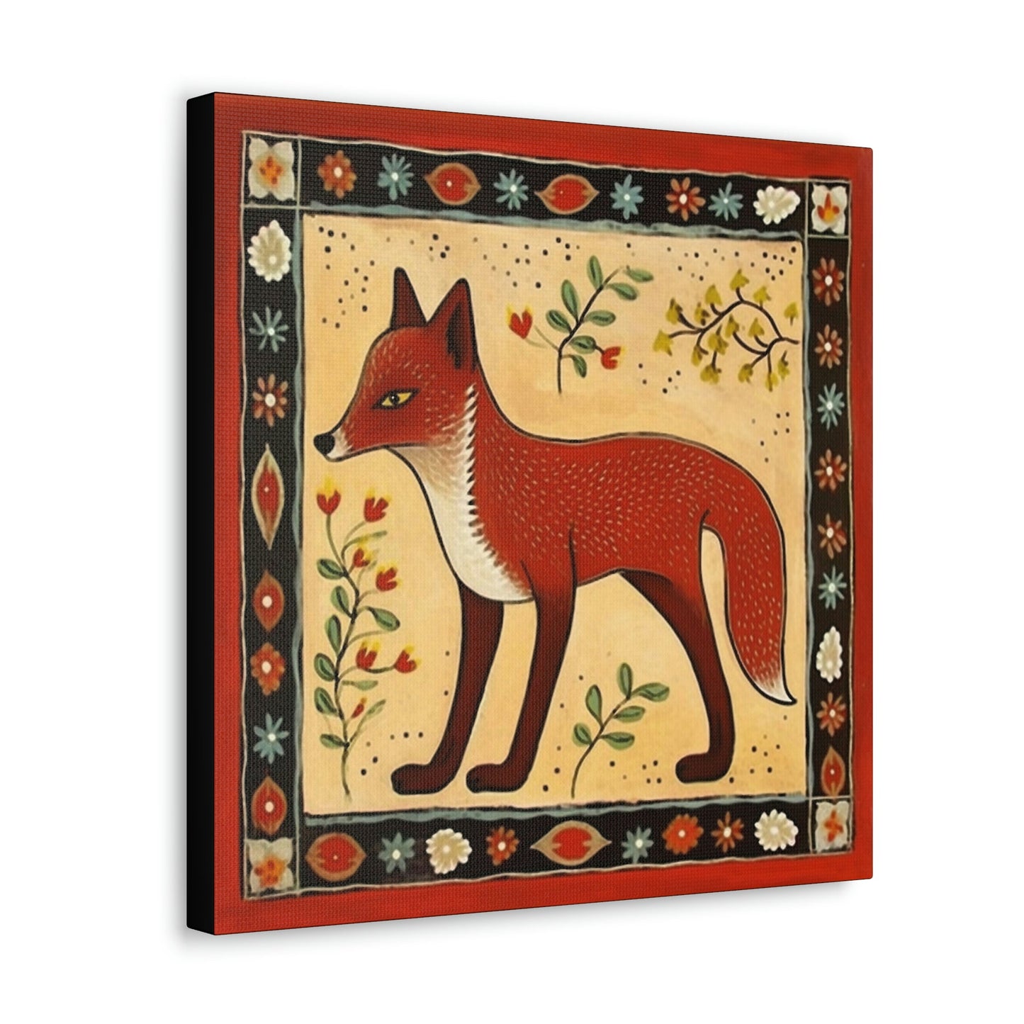 Rustic Folk Art Red Fox Canvas Gallery Wraps - Perfect Gift for Your Country Farm Friends