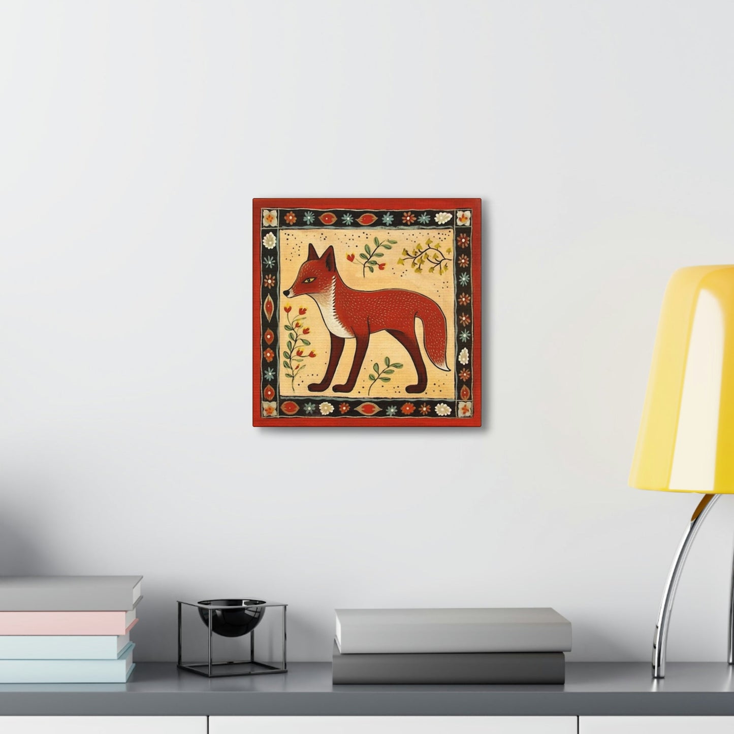 Rustic Folk Art Red Fox Canvas Gallery Wraps - Perfect Gift for Your Country Farm Friends