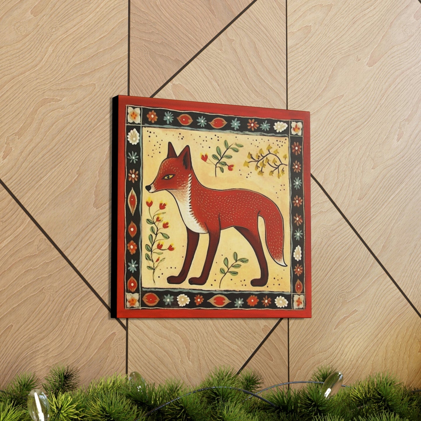 Rustic Folk Art Red Fox Canvas Gallery Wraps - Perfect Gift for Your Country Farm Friends