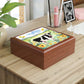 Rustic Folk Art Watercolor Holstein Cow Design Wooden Keepsake Jewelry Box