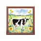 Rustic Folk Art Watercolor Holstein Cow Design Wooden Keepsake Jewelry Box