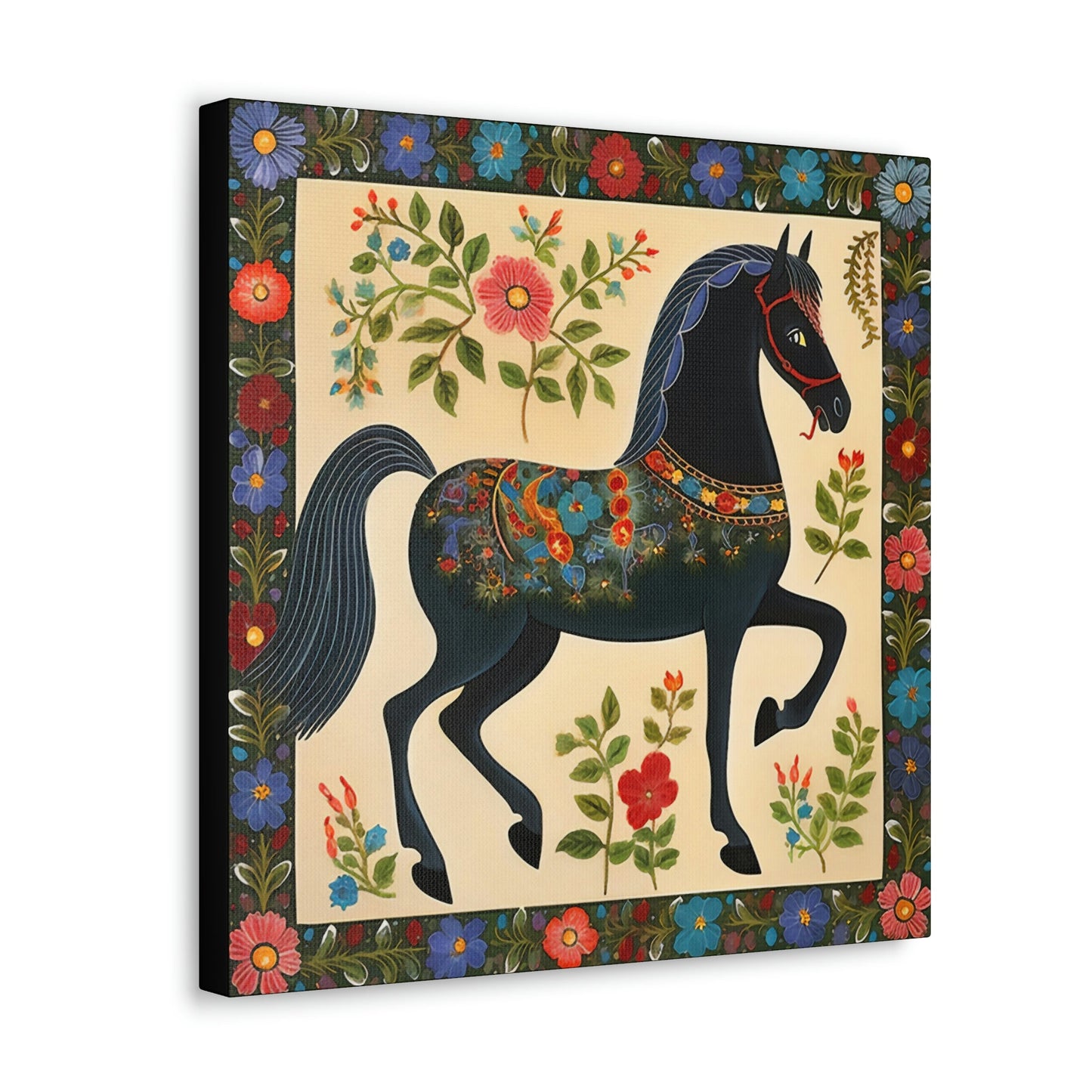 Rustic Folk Black Horse Canvas Gallery Wraps - Perfect Gift for Your Country Farm Friends