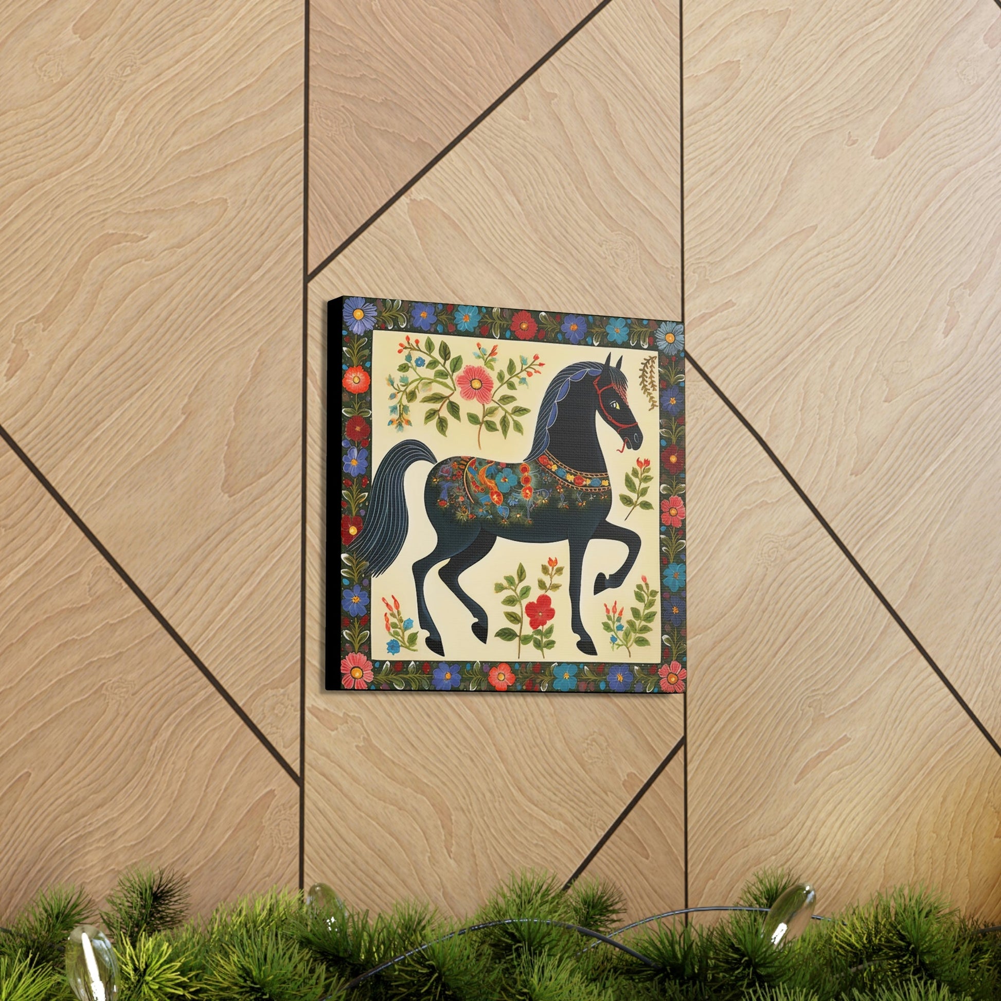 Rustic Folk Black Horse Canvas Gallery Wraps - Perfect Gift for Your Country Farm Friends