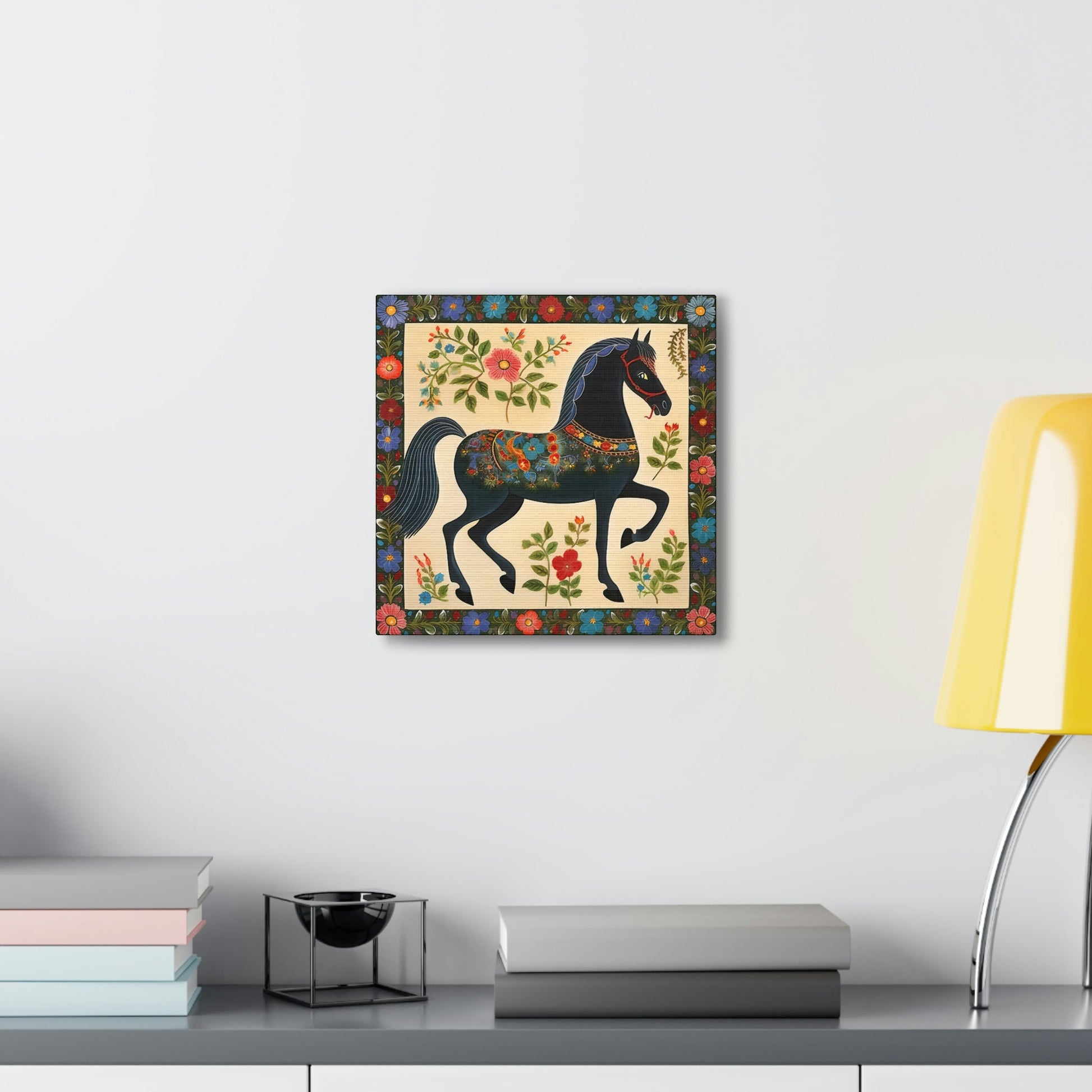 Rustic Folk Black Horse Canvas Gallery Wraps - Perfect Gift for Your Country Farm Friends