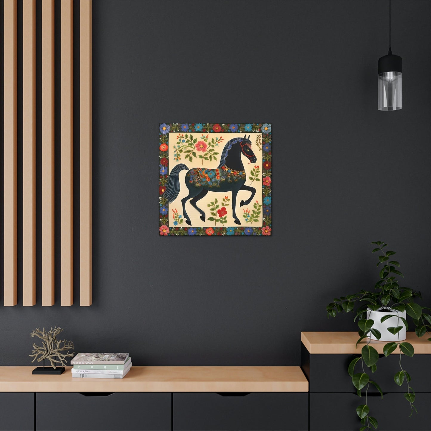 Rustic Folk Black Horse Canvas Gallery Wraps - Perfect Gift for Your Country Farm Friends