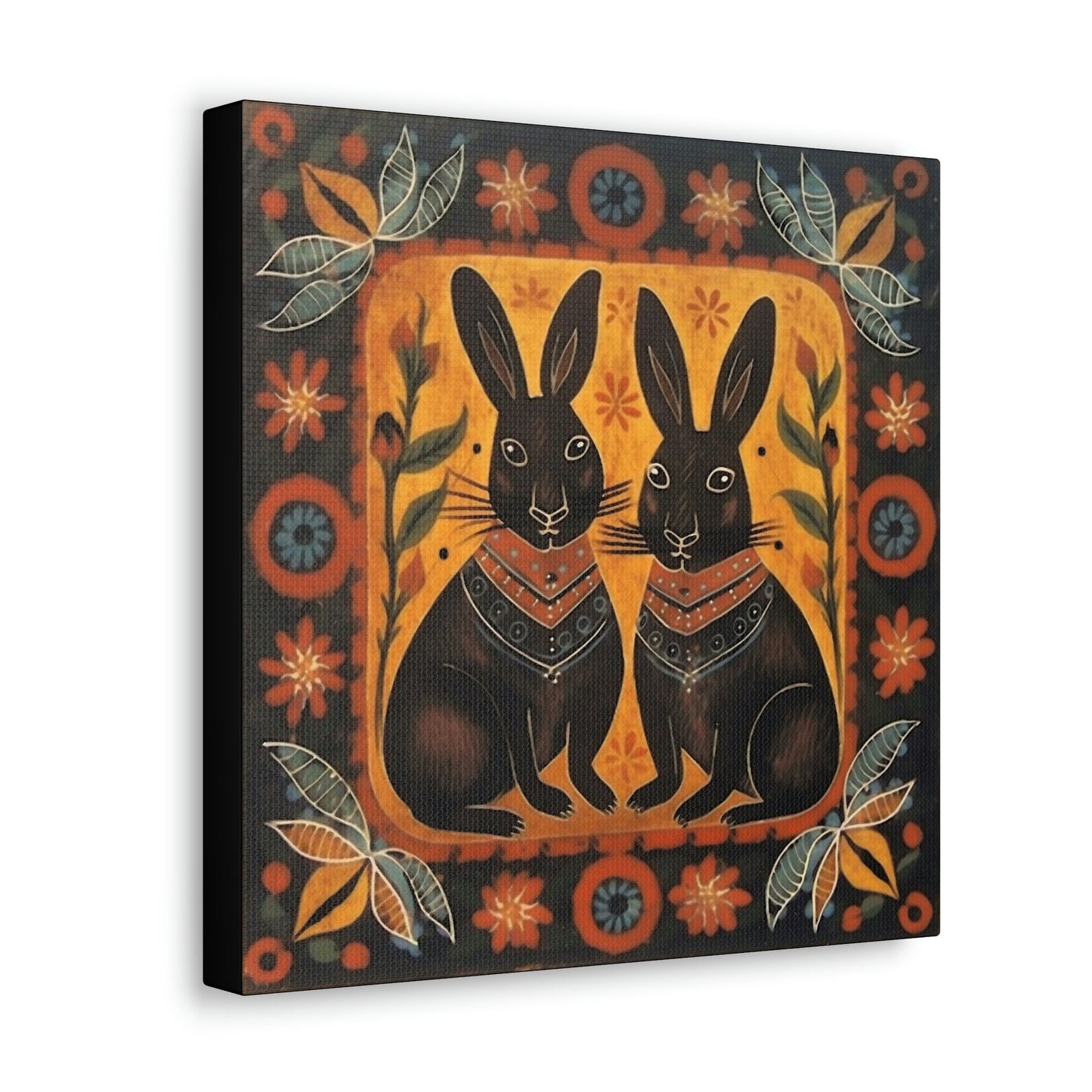 Rustic Folk Bunny Couple Canvas Gallery Wraps - Perfect Gift for Your Country Farm Friends