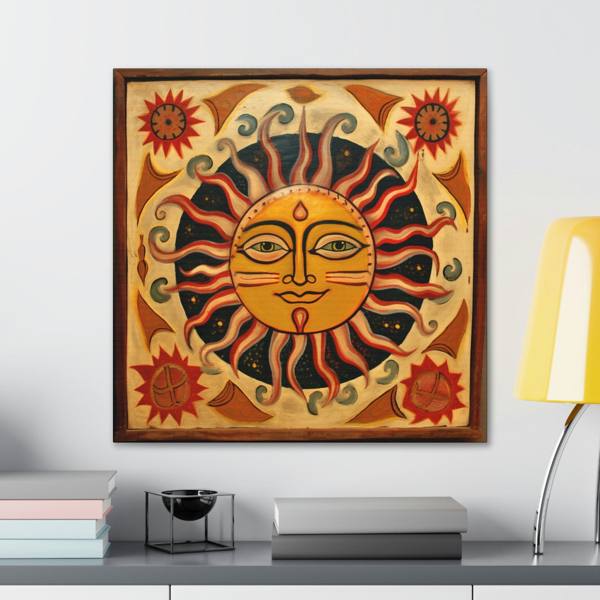 Rustic Folk Celestial Sun Canvas Gallery Wraps - Perfect Gift for Your Country Farm Friends