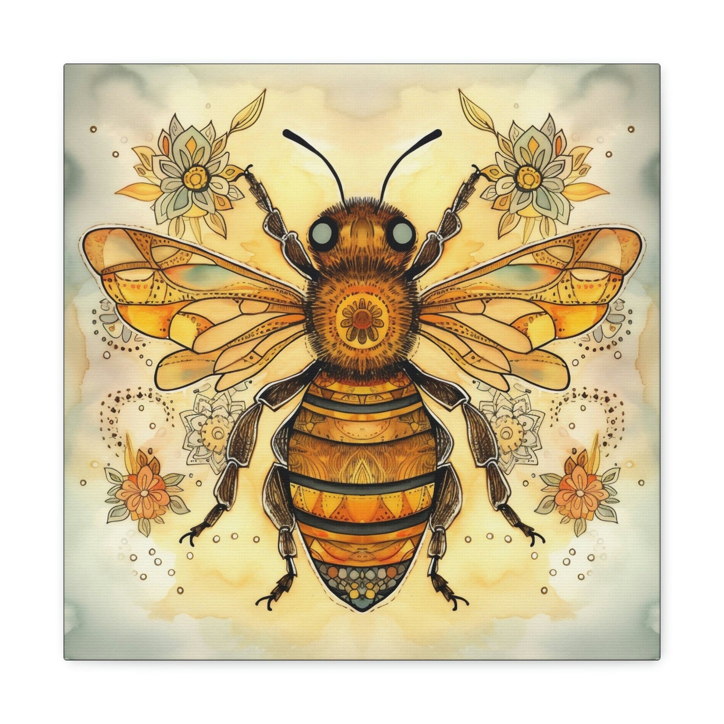 Rustic Folk Honey Bee Canvas Gallery Wraps - Perfect Gift for Your Country Farm Friends